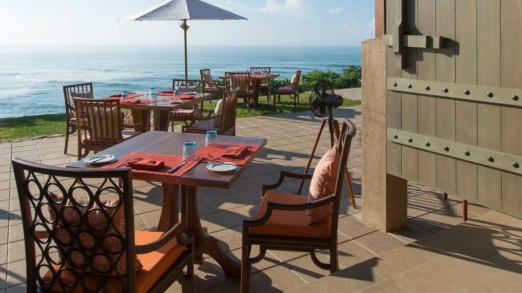 Ocean view dining terrace at Cape Weligama