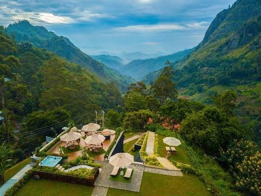 Panoramic mountain view from EKHO Ella in Sri Lanka.