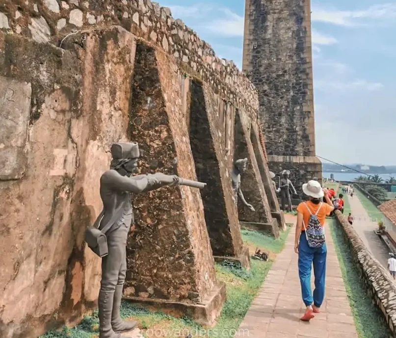 Historic clock tower and ramparts at Galle Fort, Sri Lanka.