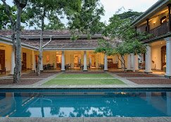 Courtyard swimming pool at Maniumpathy heritage hotel in Colombo.