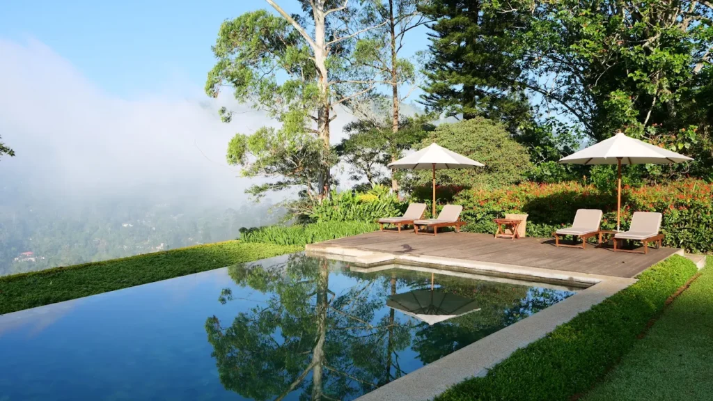 Infinity pool with mountain views at Nine Skies, Ella.