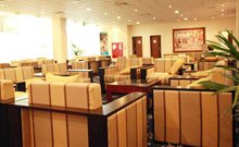 Comfortable Silk Route lounge seating at Bandaranaike International Airport.