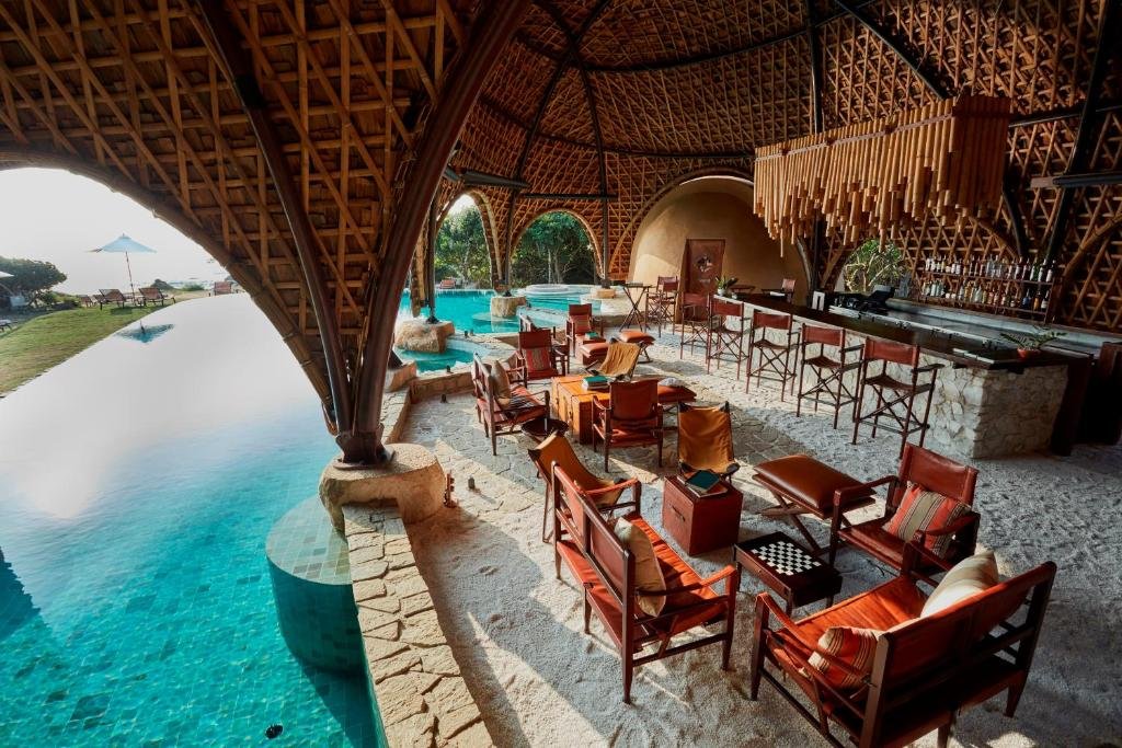 Poolside bar and lounge at Wild Coast Tented Lodge Yala.