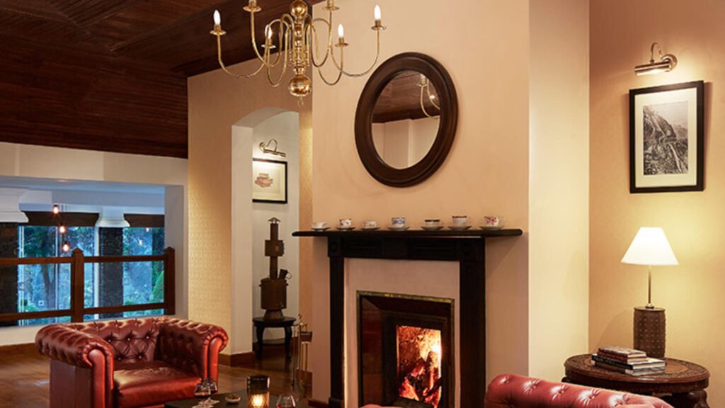 Fireplace lounge at Jetwing St. Andrew’s