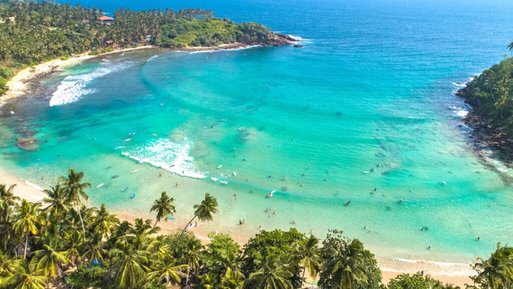 Aerial view of Tangalle Beach in Sri Lanka