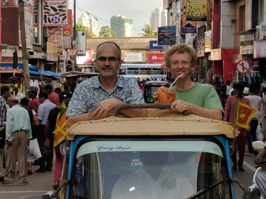Traditional blue tuk tuk in Colombo Sri Lanka